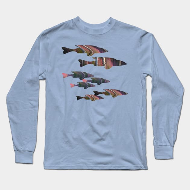 Fuchsia Fish Long Sleeve T-Shirt by Whisperingpeaks